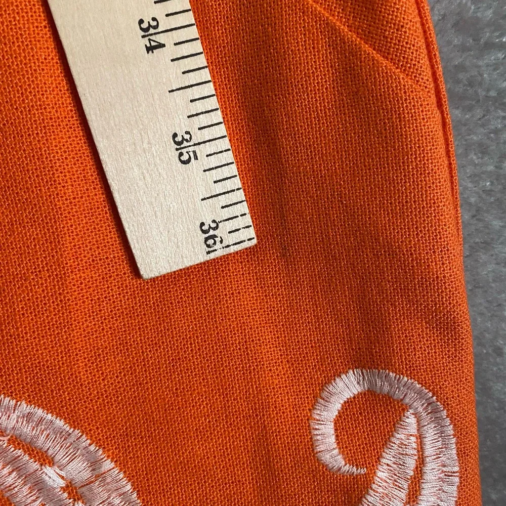 Anthropologie Maeve Orange Sleeveless Mini Dress with White Embroidered Starfish - Picture 14 of 15